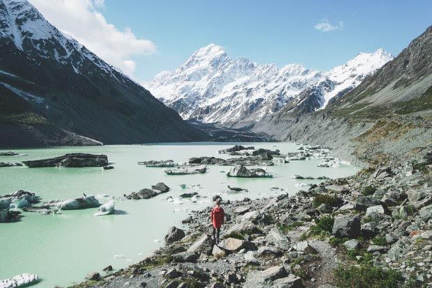 Mueller Lake at Mount Cook in New Zealand