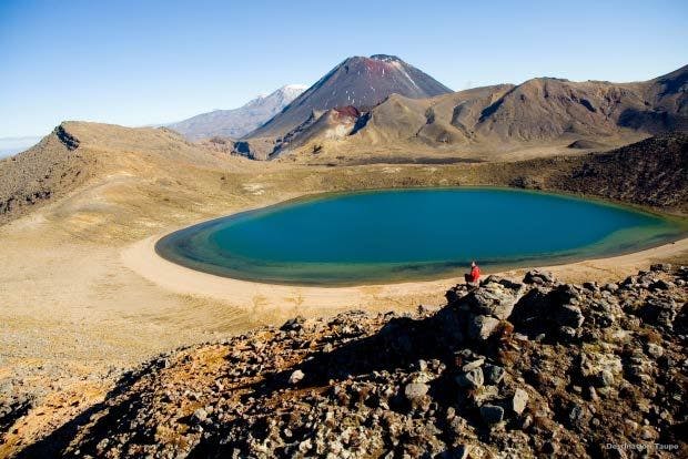 Picture of person hiking Tongariro Crossing in New Zealand
