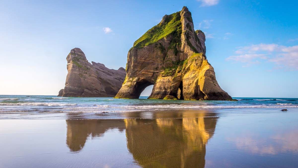 Rock formation on Wharariki Beach