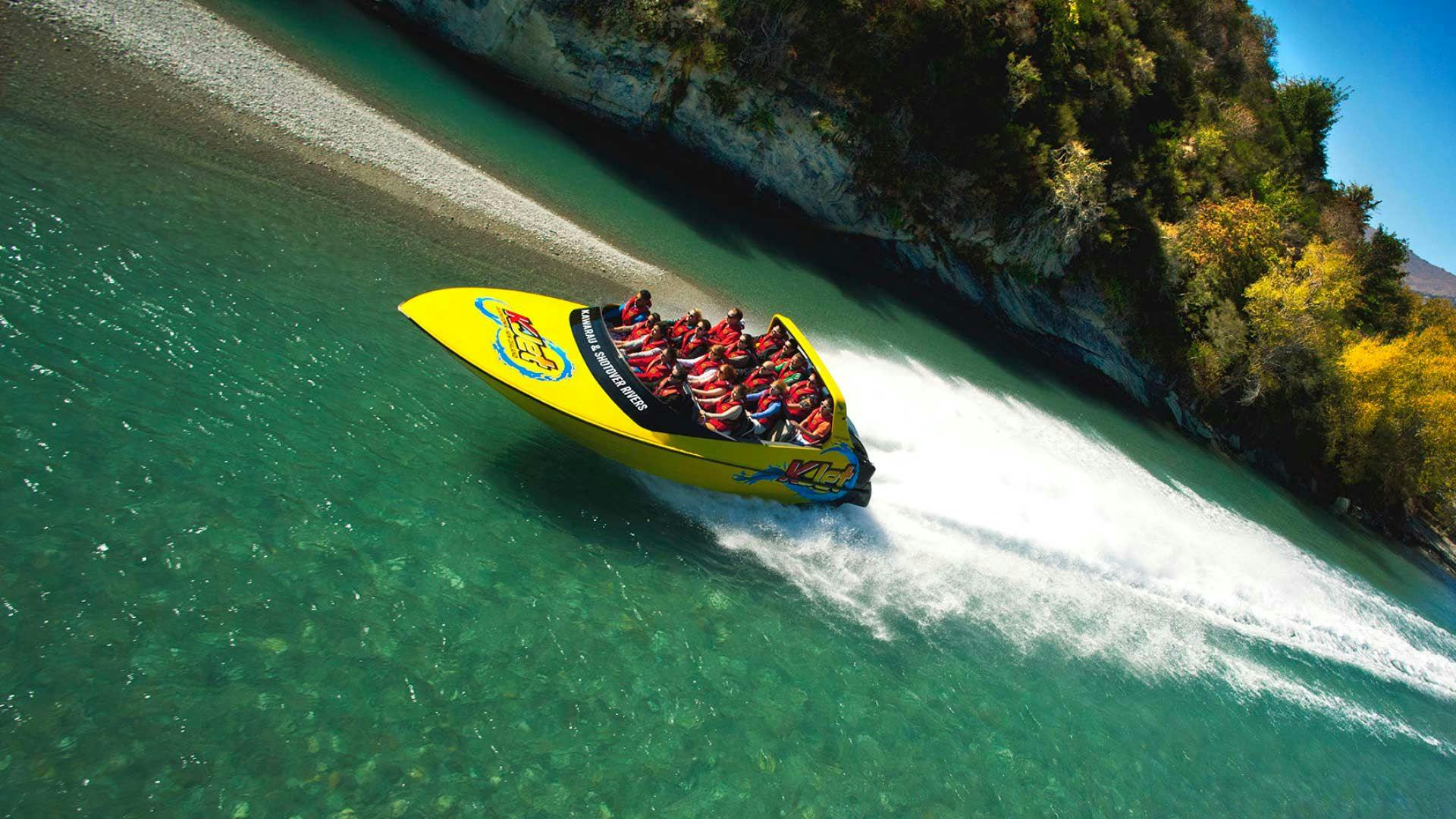 Jetboating on a river in Queenstown