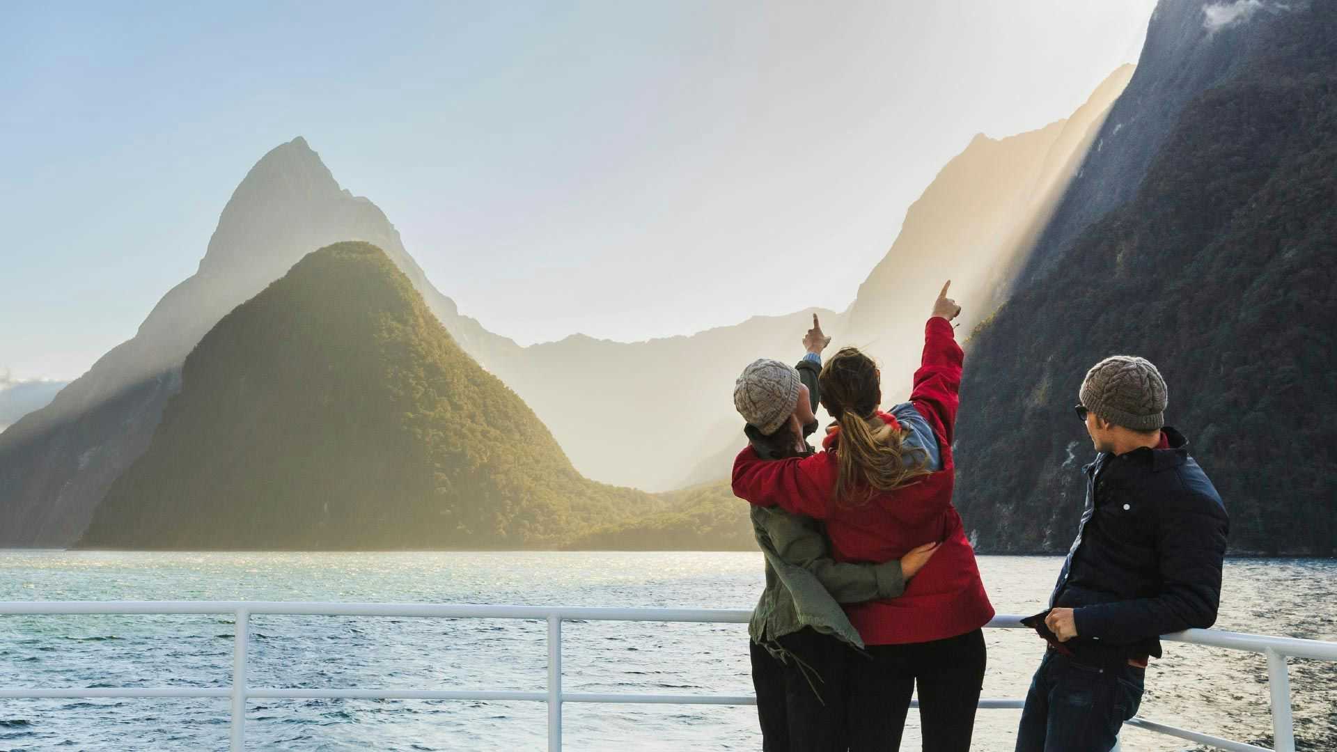 Group of people on a boat in Milford Sound