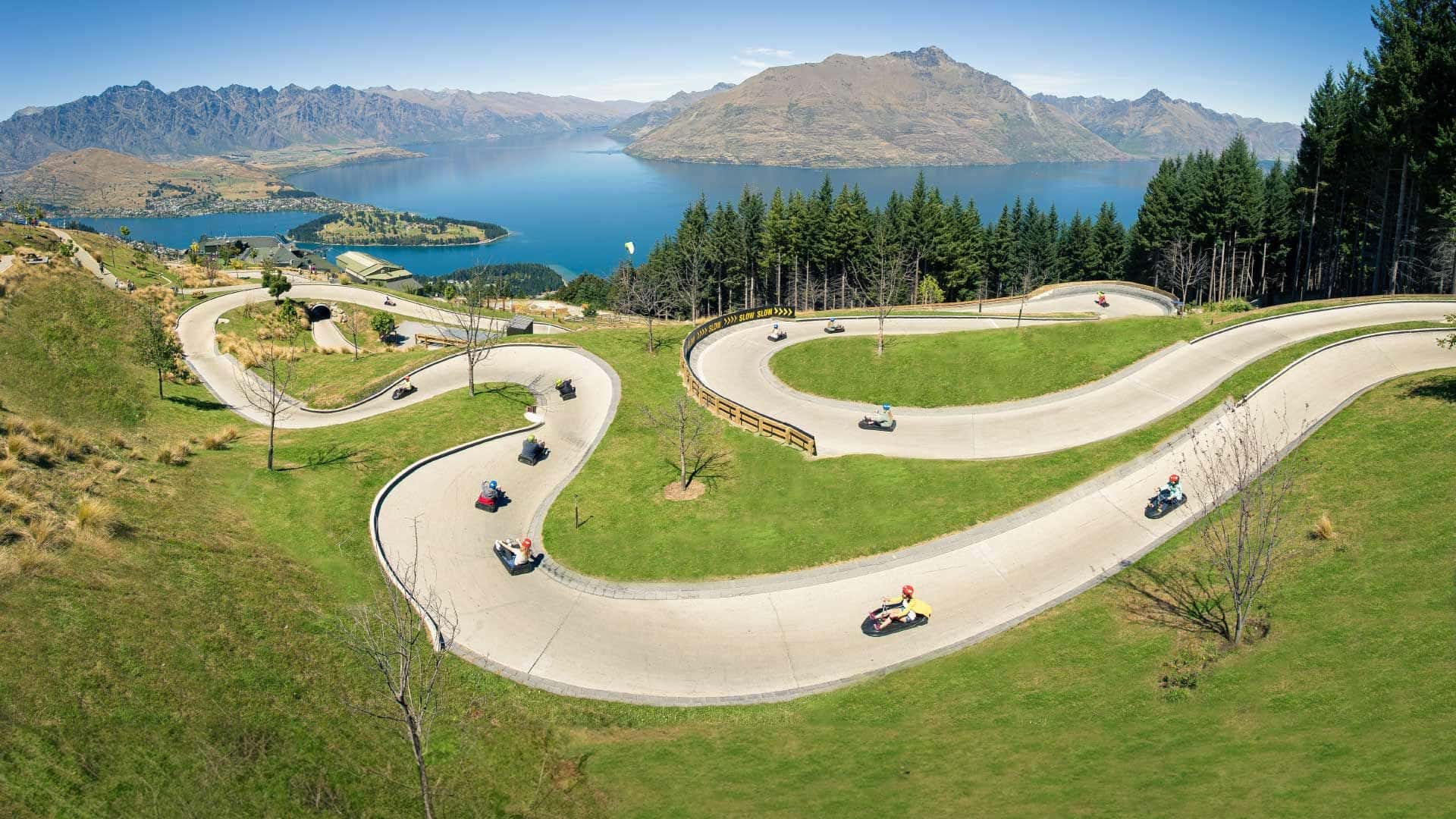 People enjoying the luge in Queenstown