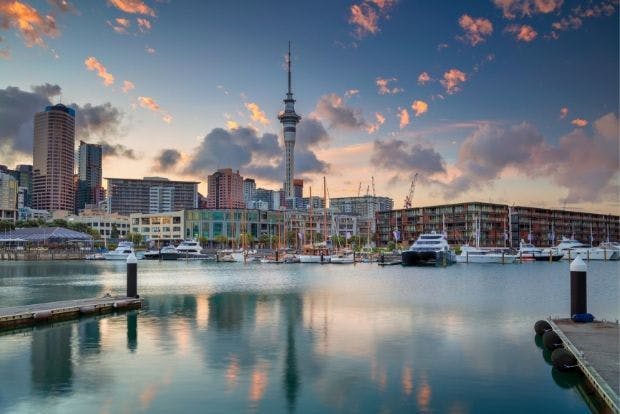 View of the Sky Tower from Auckland Viaduct