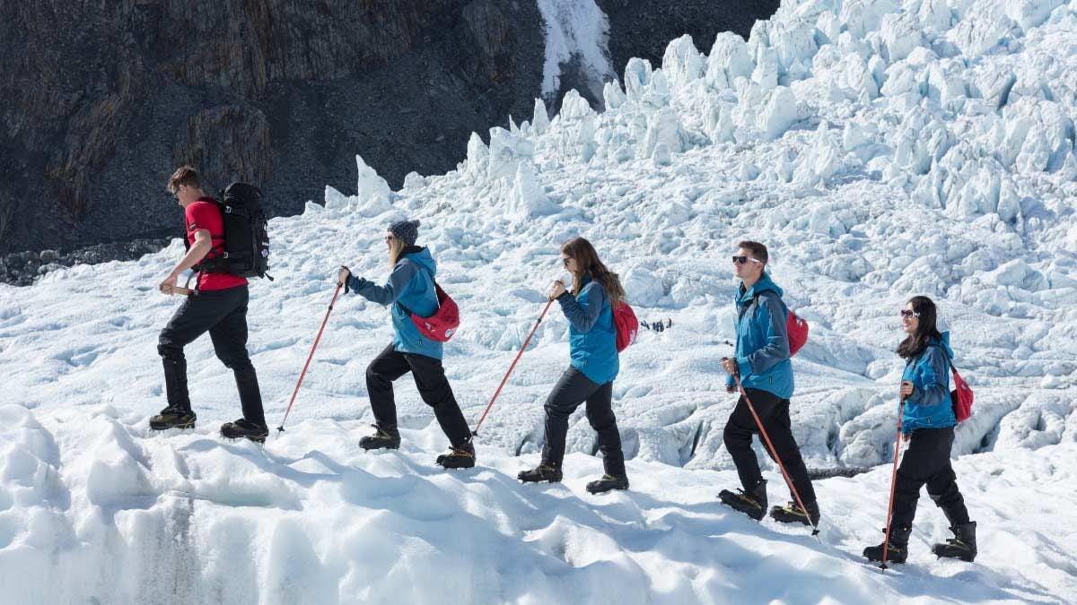 Group hiking Franz Josef Glacier